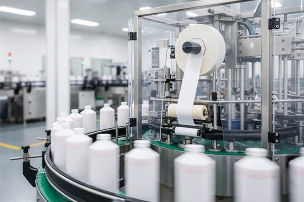 Automatic-Bottle-Labelling-Machine Automatic bottle labelling machine applying labels on bottles