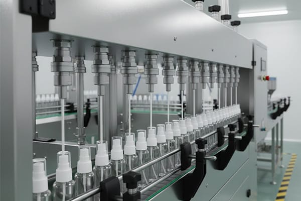 Automatic deodorant filling machine filling liquid into bottles