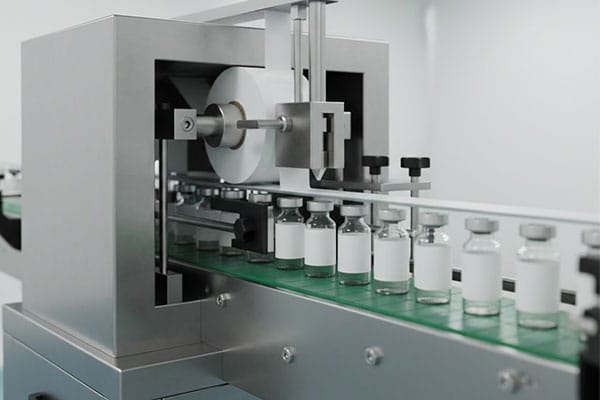 Vial-Labeling-Machine Vial labeling machine applying labels on pharmaceutical vials