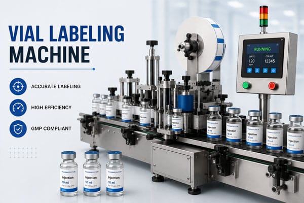 High-speed automatic vial labeling machine for pharmaceutical packaging